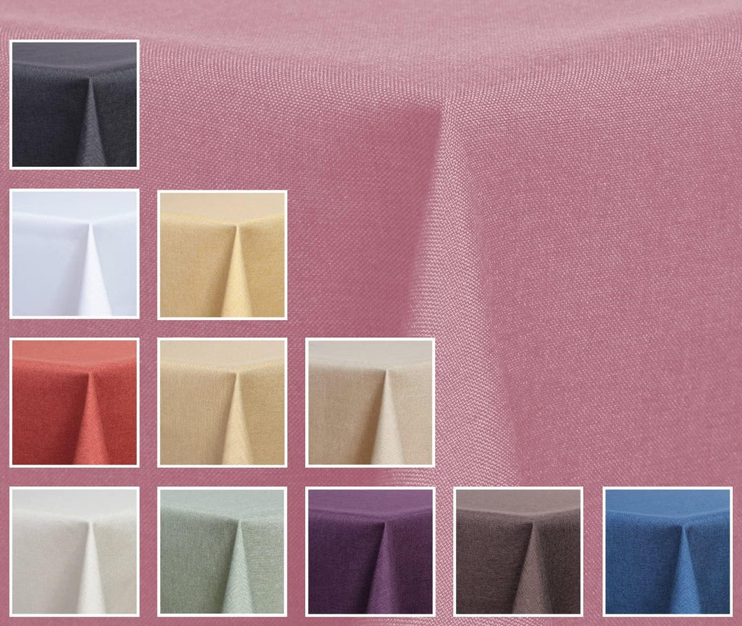 Textil Tischdecke - Leinen Optik - wasserabweisend Rund (Altrosa, 140 cm) Altrosa 140 cm, Altrosa 14