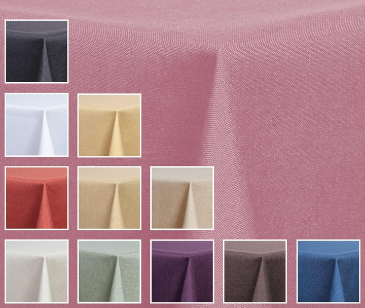 Textil Tischdecke - Leinen Optik - wasserabweisend Rund (Altrosa, 140 cm) Altrosa 140 cm, Altrosa 14