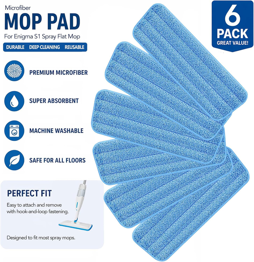 Ersatzpads für Enigma S1 Sprühwischer, 6er-Pack Tiefenreinigungs-Pads, waschbare Mikrofaser-Wischbez