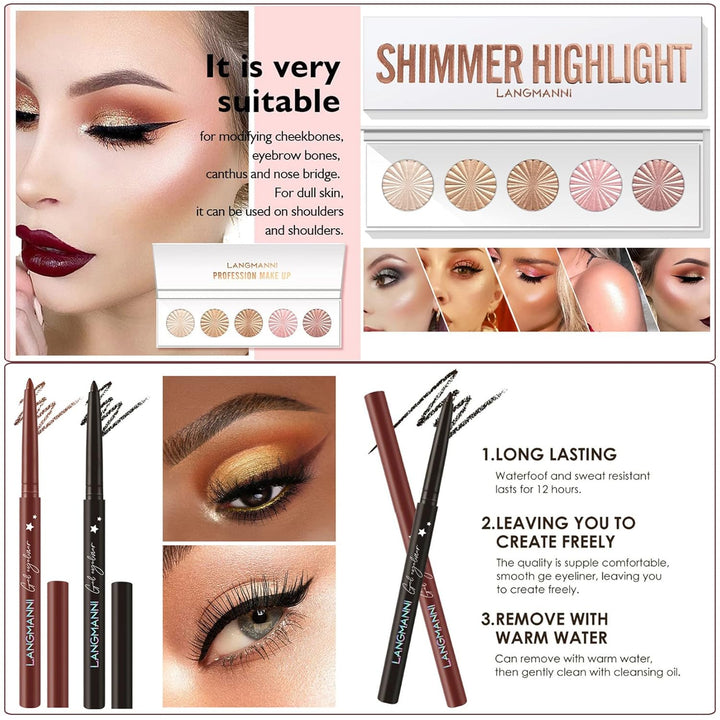 Professionelles Make-up Sets, MKNZOME 33St Schminkset mit Schminktasche Schminkkoffer Mädchen Gefüll