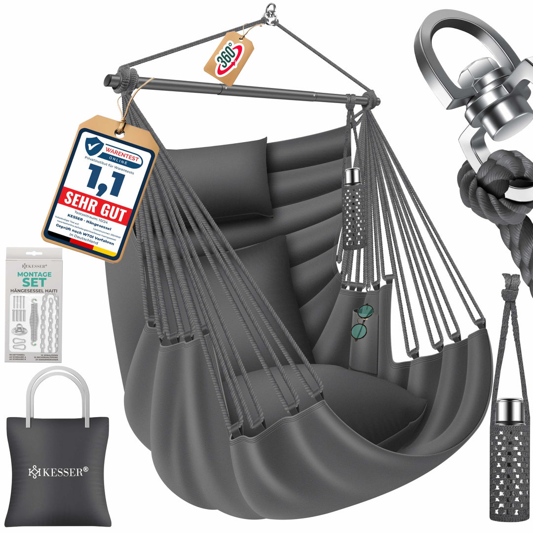 KESSER® Hängesessel Haiti 150kg Traglast, Hängestuhl 360° Drehung, Hängeschaukel Indoor-Outdoor UV-b