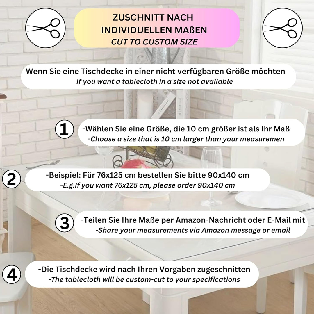 Mayda® Tischfolie transparent 1.8 mm-Glasklar Folie transparente Tischschutz - versch. Grössen Indiv