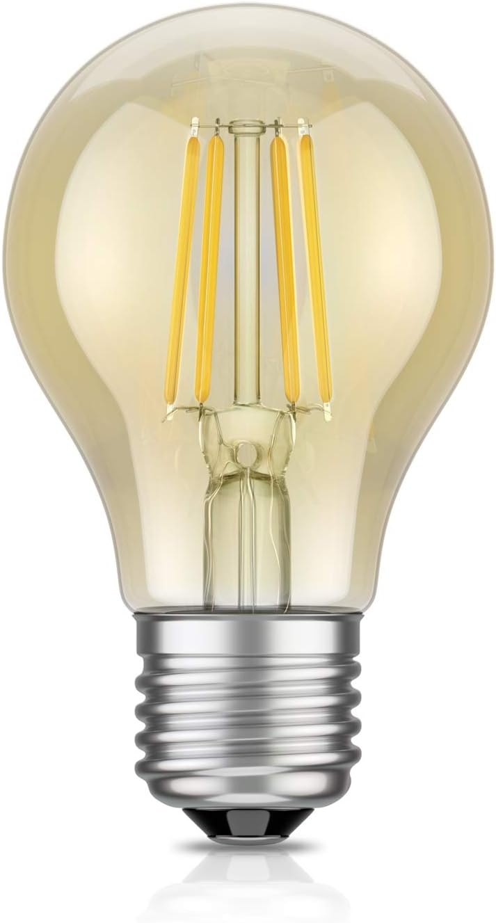 ledscom.de Hanfkabel LEKA mit Stecker, Schalter und E27 Fassung, inkl. E27 Lampe 471lm Gold Vintage