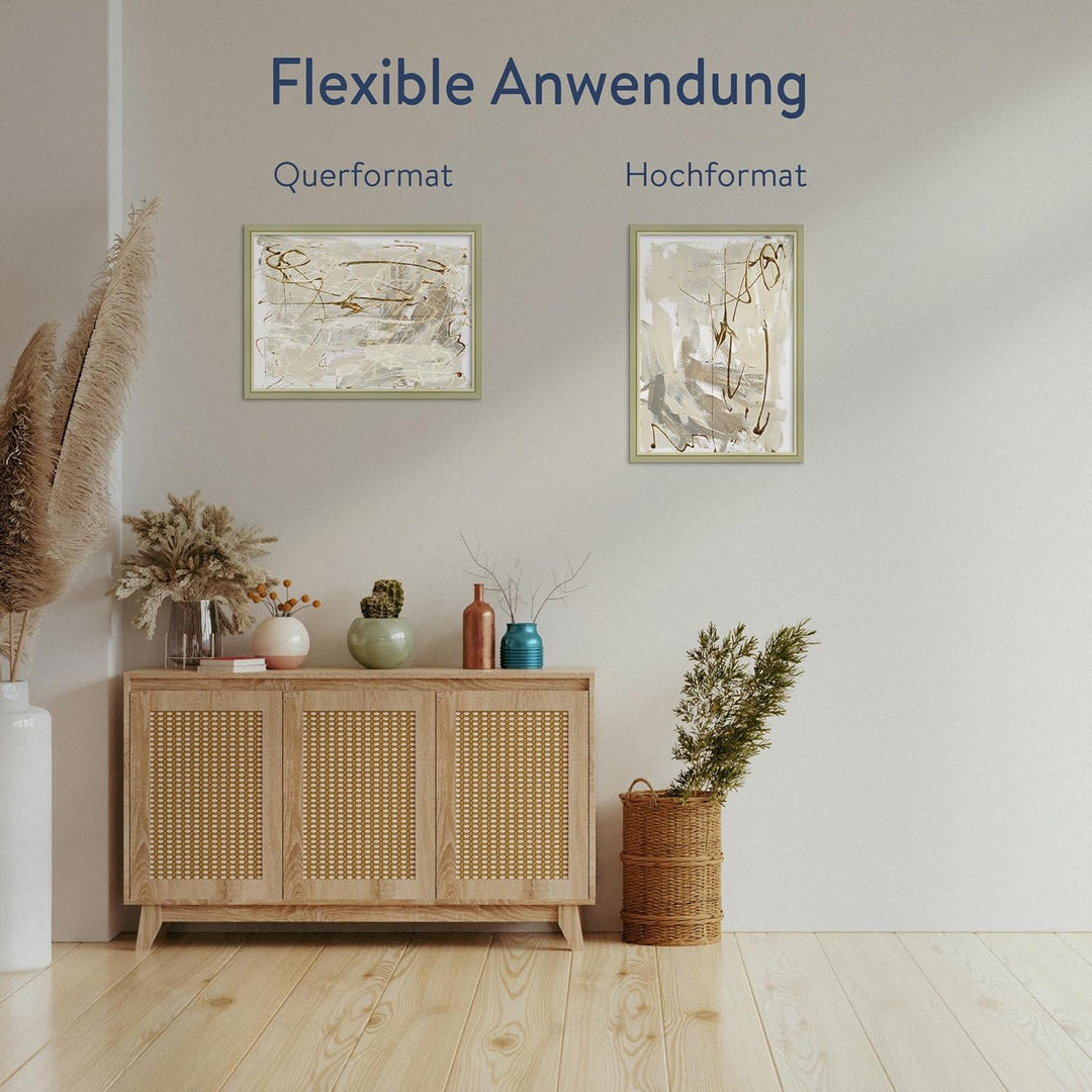 WANDStyle Bilderrahmen Hellgrün DIN A3 29,7x42 cm aus Holz im Landhaus-Stil zum Aufhängen, Posterrah