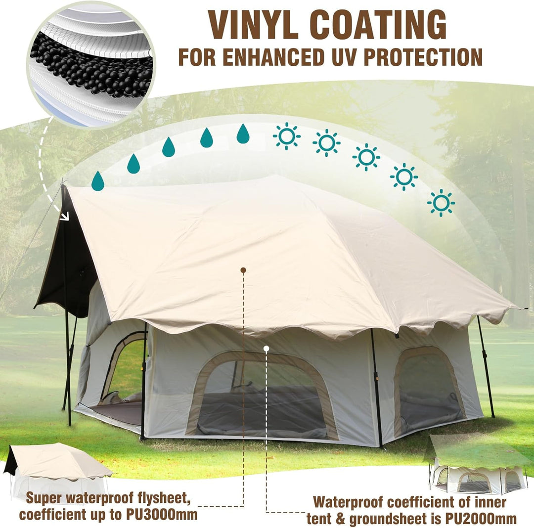 Chihee Pop-Up Stand-up Zelt Camping Zelte, Familien-Kabinenzelt mit Markise Veranda 3-Personen Outdo