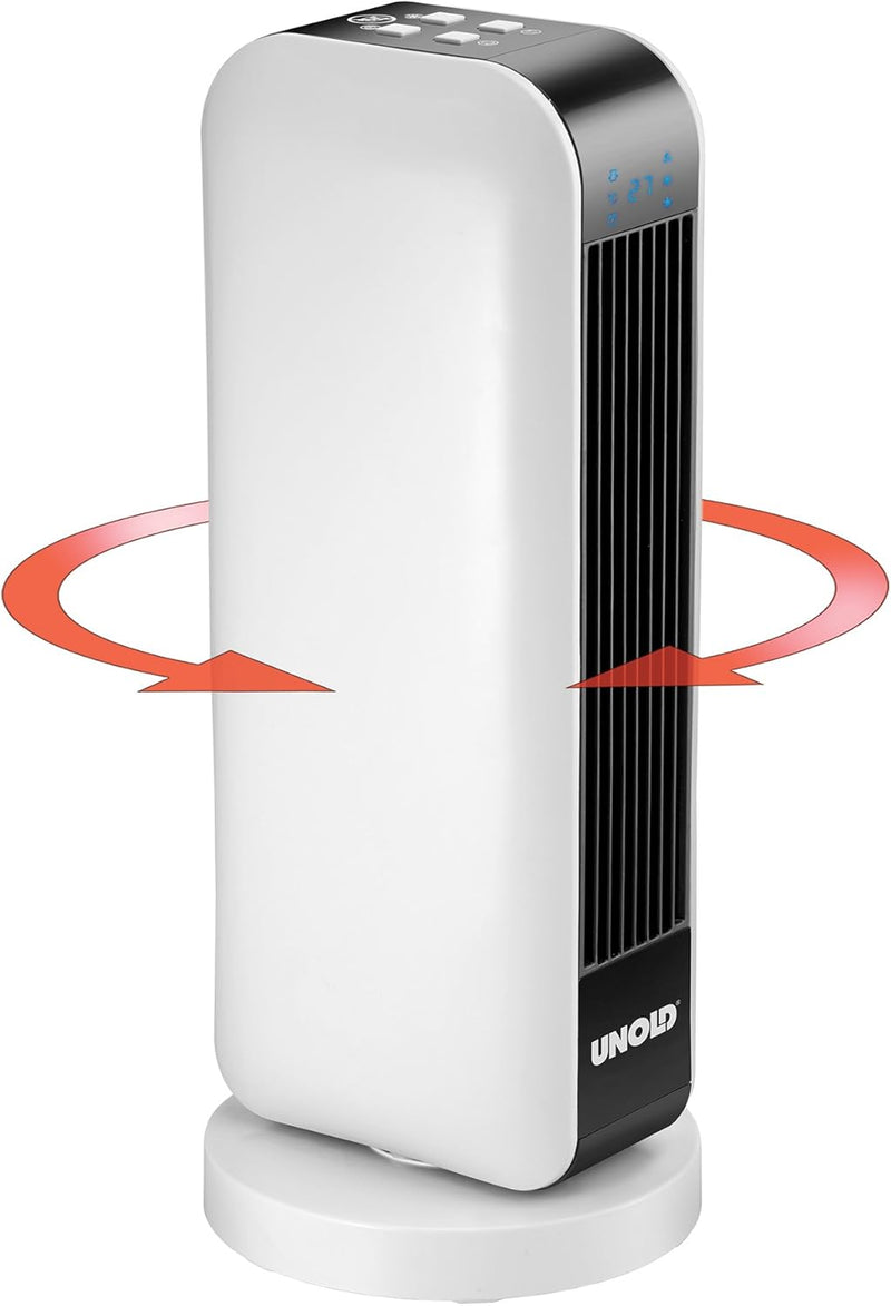 UNOLD 86430 Keramik-Heizlüfter Design, Fernbedienung mit Batterien, 2000 W, 230 V, Schwarz/Weiss