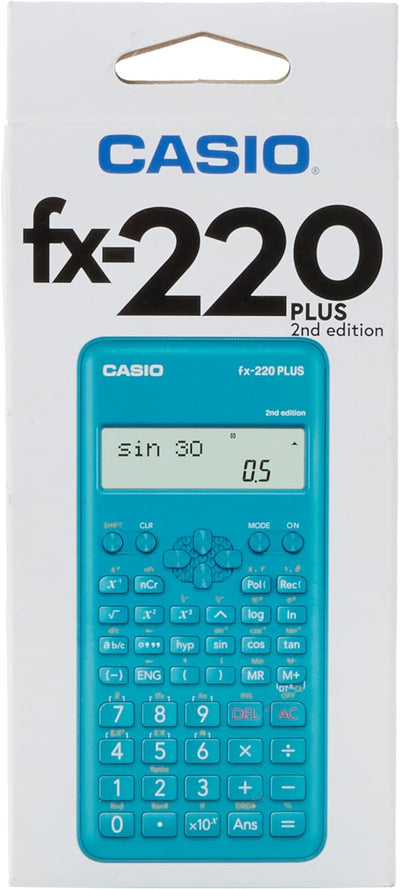 Casio Fx-220Plus-2 Wissenschaftlicher Taschenrechner, 181 Funktionen, Batterieversorgung, Blau, 16,4