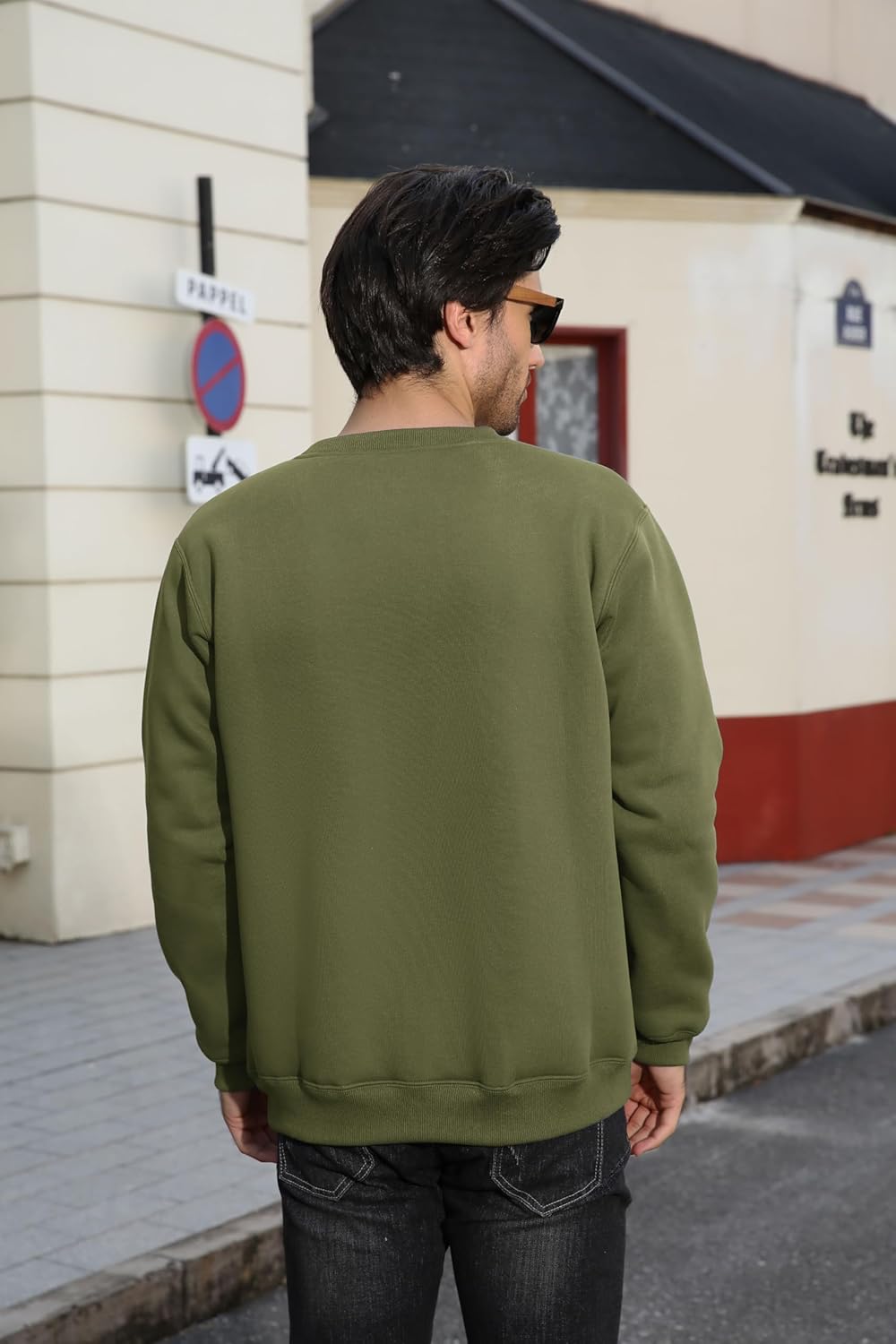 Herren Sweatshirt Winter Warm Fleece Pullover Herren Langarm Pulli mit Rundhalsausschnitt Basic Soli