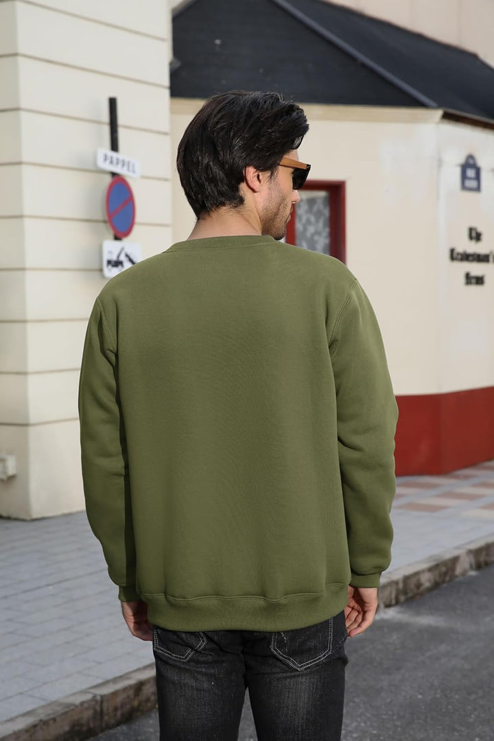 Herren Sweatshirt Winter Warm Fleece Pullover Herren Langarm Pulli mit Rundhalsausschnitt Basic Soli