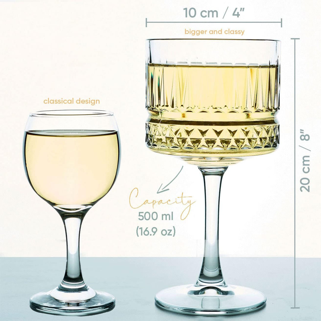 Vintage Coupe Gläser 2er-Set, (500 ml/17oz), Champagner, Martini, Cocktailgläser, Grosse Quadratisch