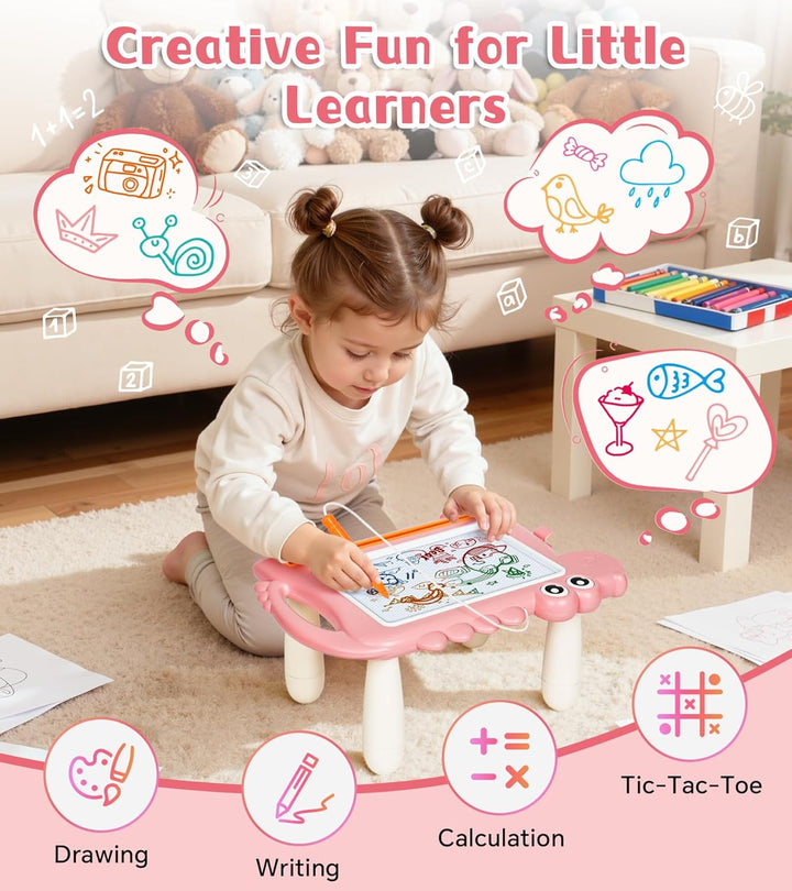 Dinosaurier Maltafel Zaubertafel Tisch, Magnetisches Spielzeug ab 1 2 3 Jahre für Kinder, Magnettafe