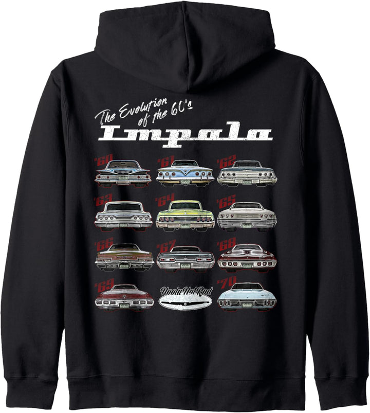 Evolution der 60er Jahre Impala, 1960, Hot Rod, Muscle Car, Mashup. Kapuzenjacke