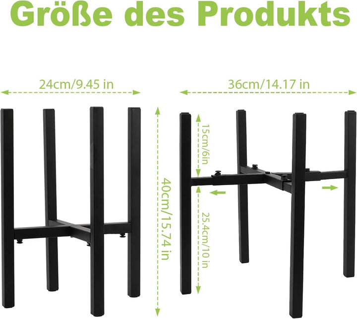 Lighterday Blumenständer Schwarz Pflanzenständer Verstellbar,Metall Pflanzenregal Blumenhocker für D