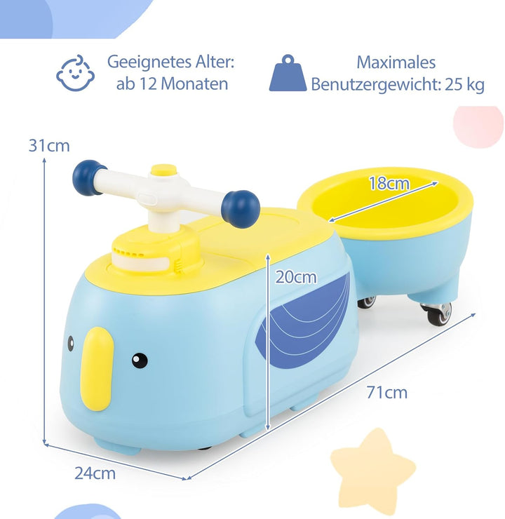 DREAMADE 2-in-1 Rutschauto, Rutschfahrzeug mit abnehmbarem Anhänger & Stauraum unter dem Sitz, mit L