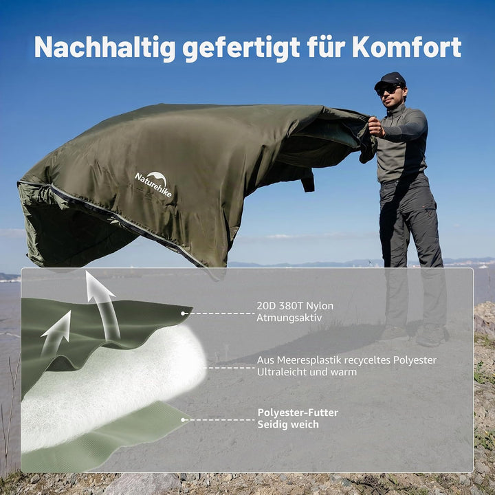 Naturehike Schlafsack Ultraleicht Mini Kleines Ultraleicht 680/760g für 3 Jahreszeiten mit 190x75/20