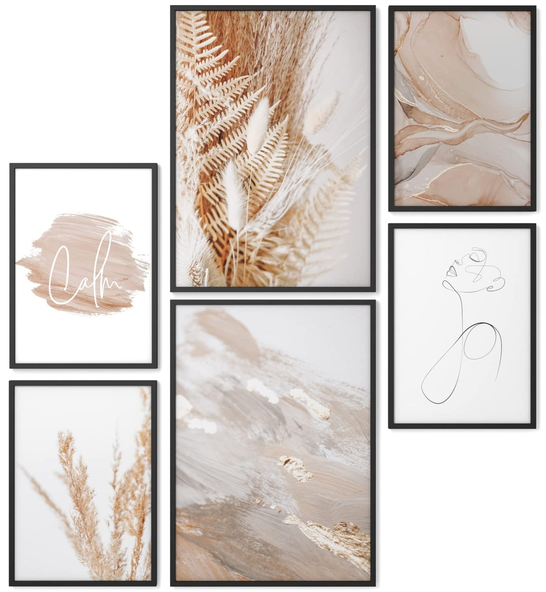 Papierschmiede® Mood Poster Set Boho Acryl, Deko Bilder Wohnzimmer, 2x DIN A3 (ca. 30x42) und 4x DIN