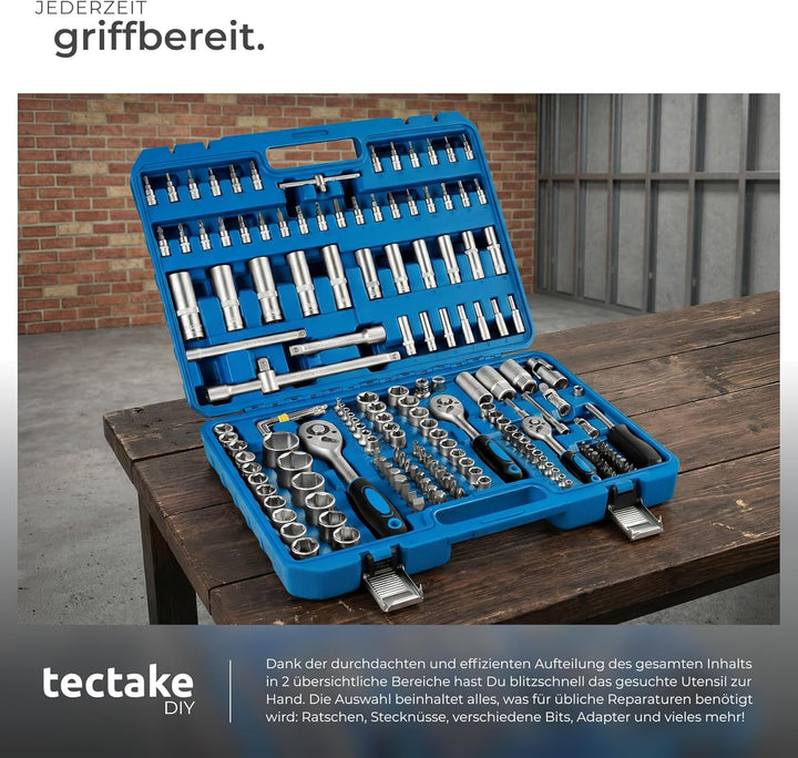 TecTake 171 tlg. Knarrenkasten 1/4, 3/8 und 1/2 Zoll Nusskasten Ratschenkasten Steckschlüssel Set