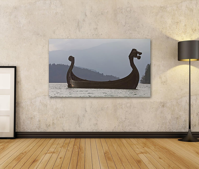 islandburner Bild auf Leinwand Wikinger Schiff In Walchensee Bilder Wandbilder Poster Leinwand 100x5