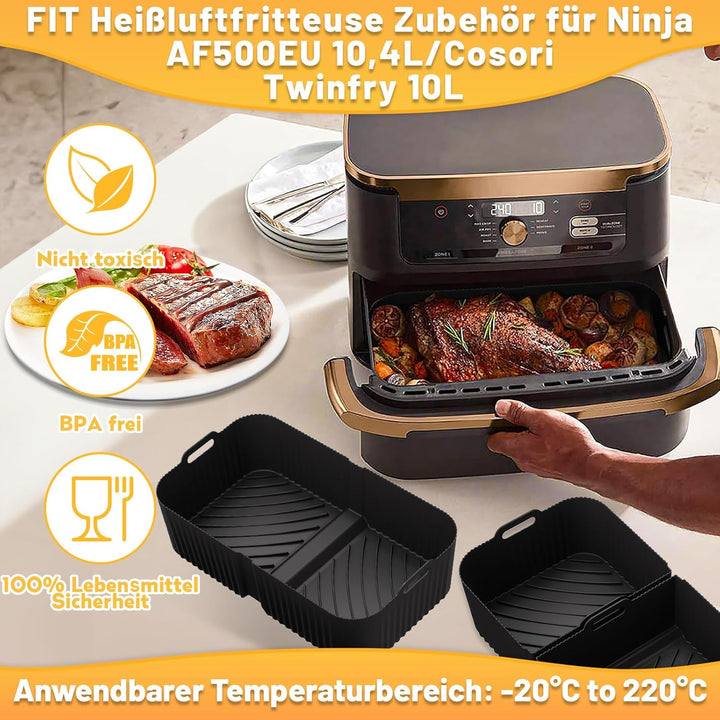 Heissluftfritteuse Zubehör für Ninja Foodi Flexdrawer 10,4L AF500EU, Airfryer Zubehör COSORI 10L Sil