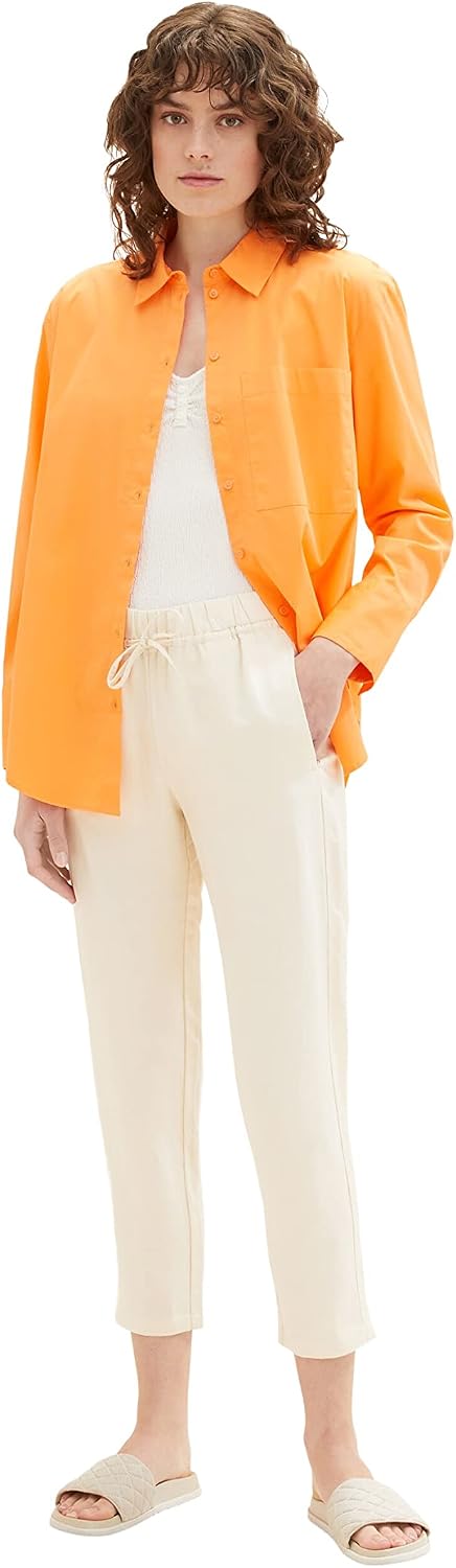 TOM TAILOR Damen Loose Fit Leinen Stoffhose 34W / 28L 31649 - Ivory Ecru, 34W / 28L 31649 - Ivory Ec
