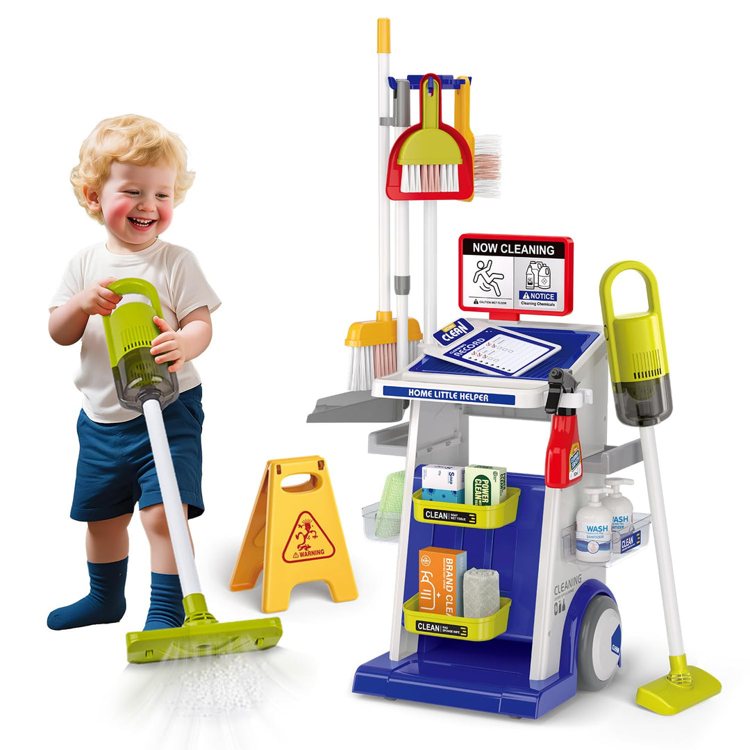 Kinder Reinigung Set, Kinderstaubsauger Mit Saug und Soundfunktion,Kehrschaufel Set Handfeger Besen