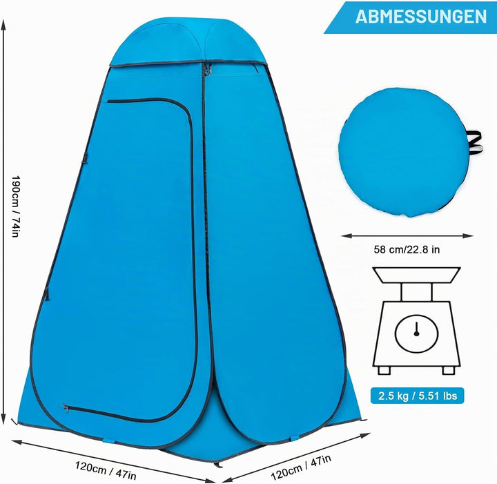 BRIAN & DANY Duschzelt Camping, Pop Up Toilettenzelt, Tragbares Umkleidezelt mit Regenschutz und Fen
