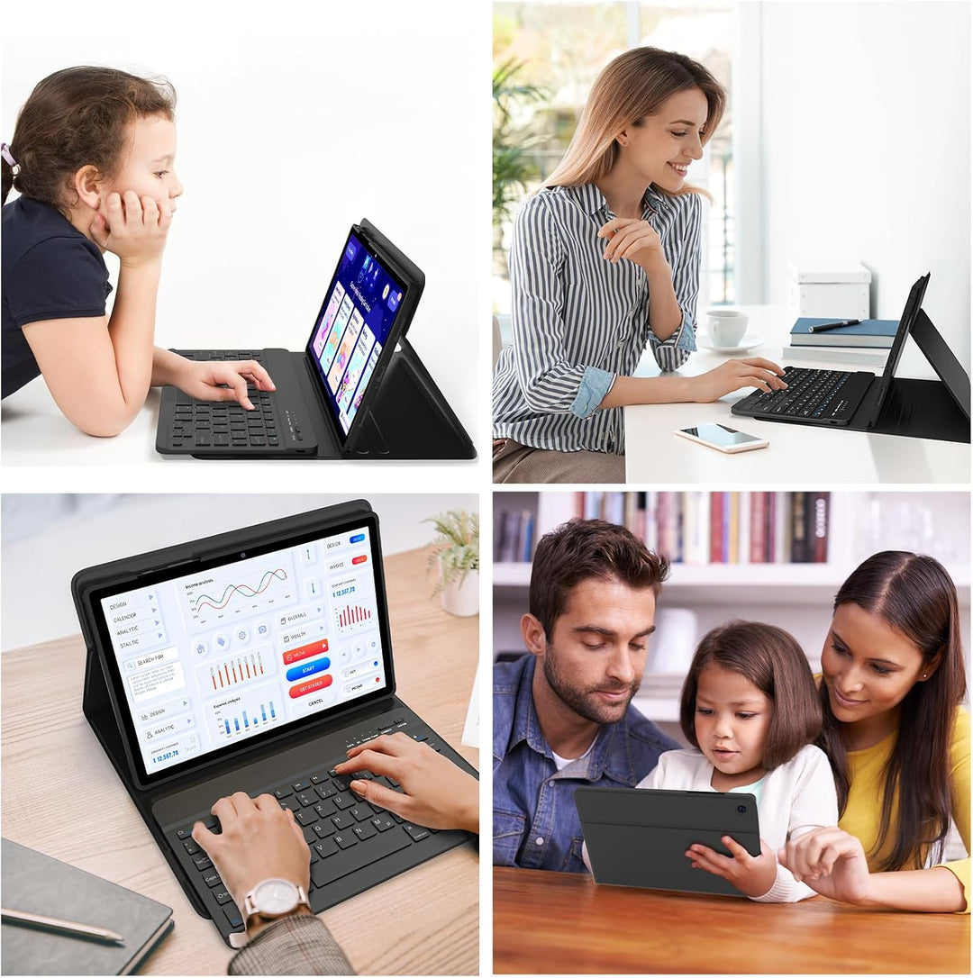 BQSS Hülle für Samsung A11+ 11" 2025/A9+ 11" 2023, QWERTZ | Bluetooth-Tastatur mit Auto-Schlaf-/Wach