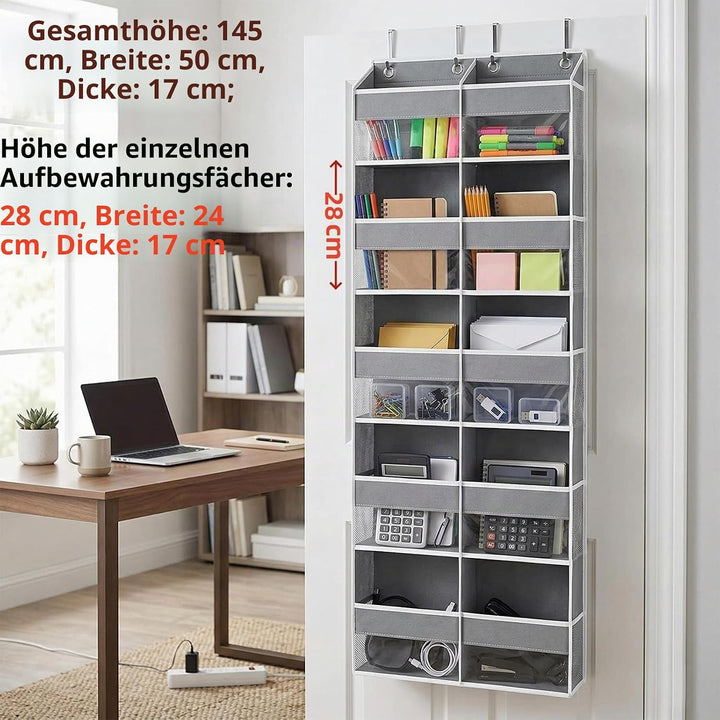 Hängeorganizer Tür mit 10 Fächern, Hängeregal über Tür Organizer mit 10 Seitentaschen & 4 Metallhake