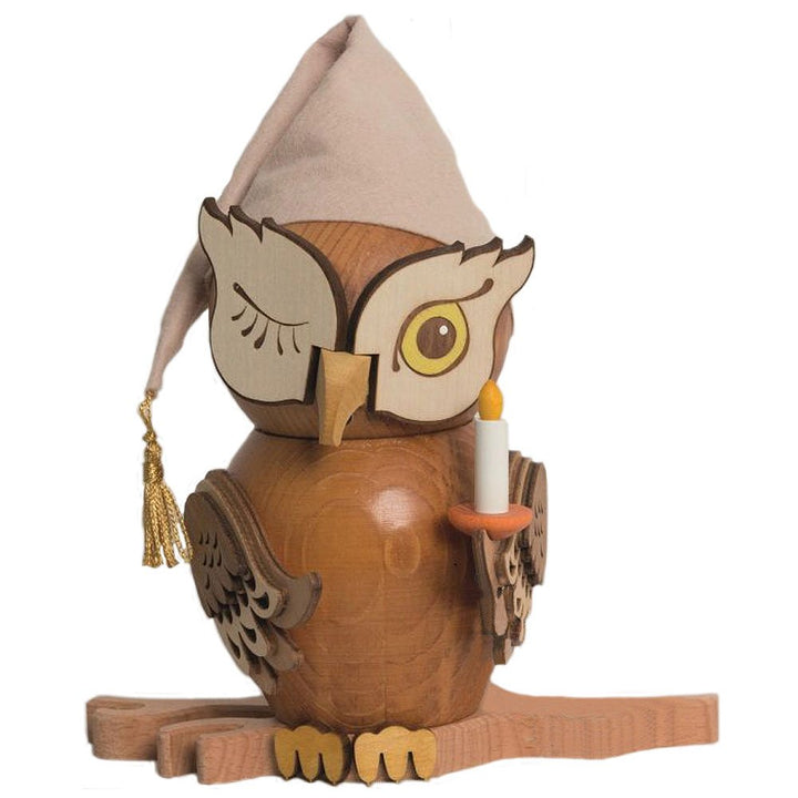 Drechslerei Kuhnert Räuchermann Eule Schlafmütze 15 cm Neuheit 2014 37204