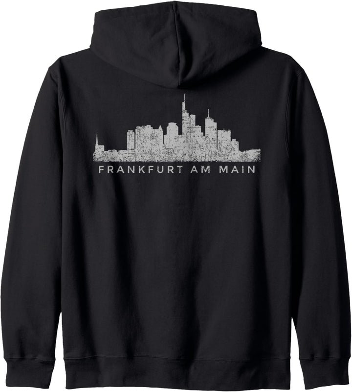 Frankfurter Skyline (Vintage Grau) Frankfurt am Main Kapuzenjacke