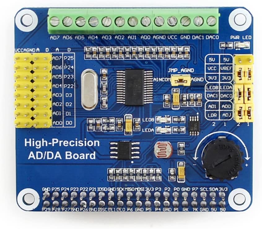 Waveshare Raspberry Pi AD/DA Expansion Sheild Board for Adding High-Precision AD/DA Functions to Ras