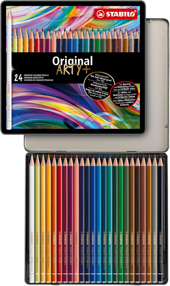 Premium-Buntstift - STABILO Original - ARTY+ - 24er Metalletui - mit 24 verschiedenen Farben, 24er M