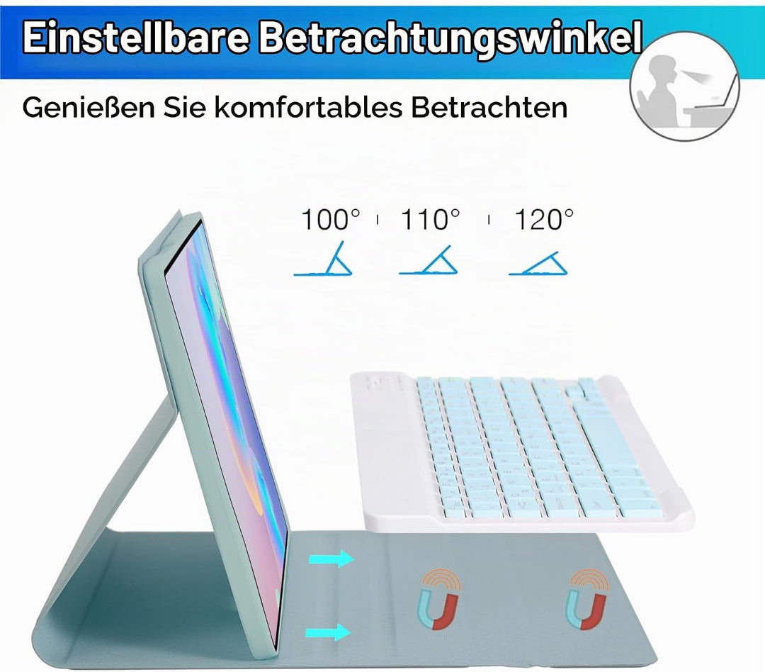 SUEEWE Tastatur Hülle für Lenovo Tab M11 11" 2024 (TB330FU), TPU Rückseite Hülle mit 3 Bereich 7 Far