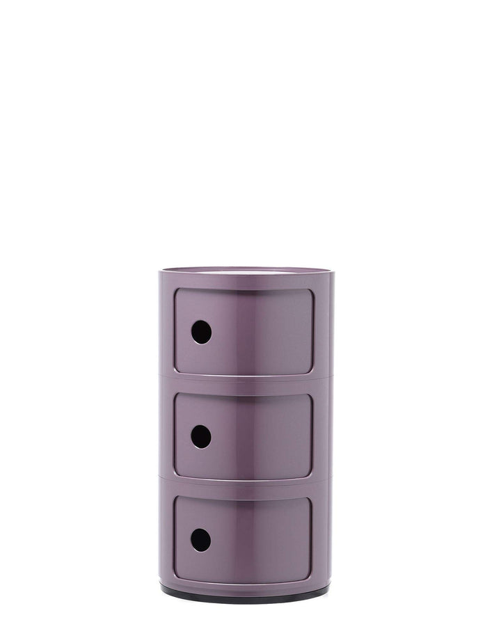 Kartell Componibili, 3 Elements, Violet, Runde Basis 3-fächer Violett, 3-fächer Violett