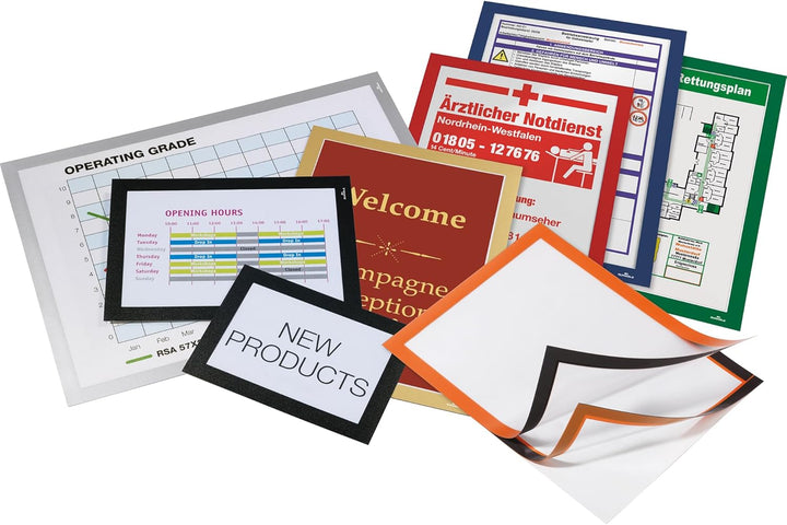 Durable Info-Rahmen Duraframe (A3, selbstklebend mit Magnetverschluss) 2 Stück, silber, 487323 DIN A