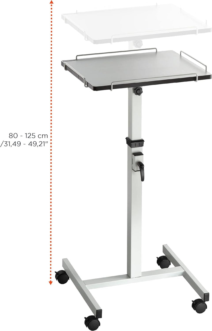 celexon Projektionstisch PT2000G - Projektor-Wagen höhenverstellbar: 80-125cm - grau - Neigbare Stel