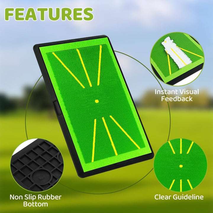 Flintronic 2 Teilig Golfmatte, Austauschbar Übungsmatte mit Rutschfester Gummiunterlage für Schwungb