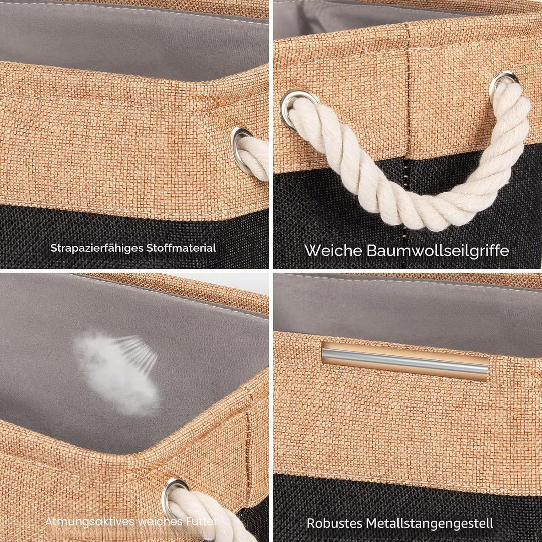 Aufbewahrungskörbe für Regale mit Baumwollseilgriffen, faltbare Aufbewahrungsboxen aus Stoff und Seg