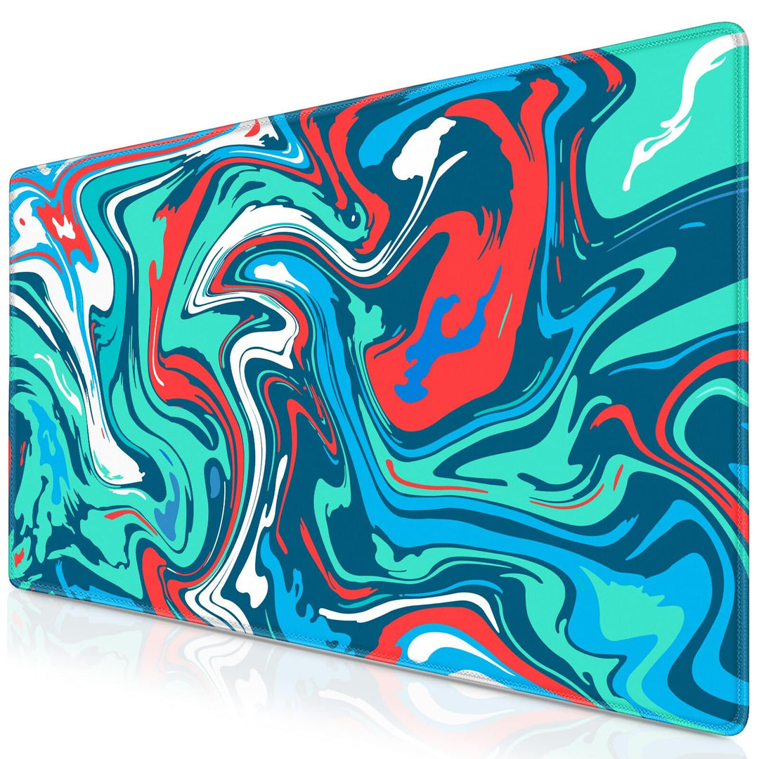 Gaming Mauspad XXL, Mousepad 900 x 400mm, Fluid Art Mauspad gross Vernähte Kanten WassXerdicht Anti-