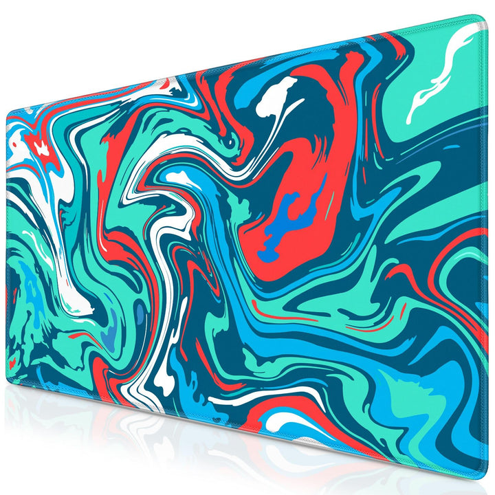 Gaming Mauspad XXL, Mousepad 900 x 400mm, Fluid Art Mauspad gross Vernähte Kanten WassXerdicht Anti-