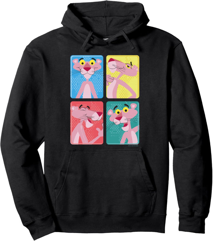Pink Panther Colorful Portrait Pose Panels Pullover Hoodie