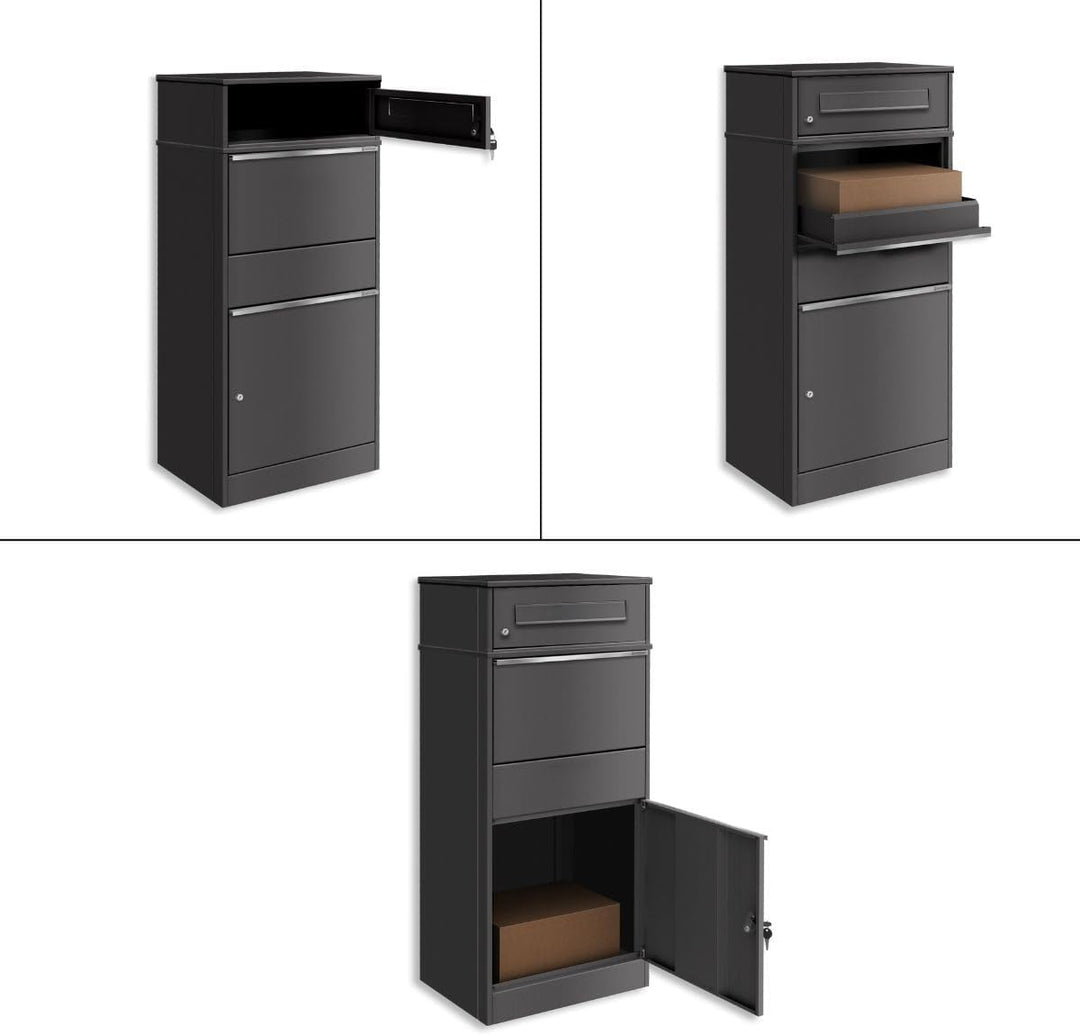 Metzler Briefkasten und Paketbox, Postbox rostfrei und massiv, Paketbriefkasten XXL, Standbriefkaste