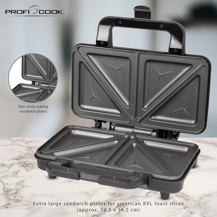ProfiCook PC-ST 1092 Sandwichtoaster, extra grosse Sandwichplatten für amerikanische XXL-Toastscheib
