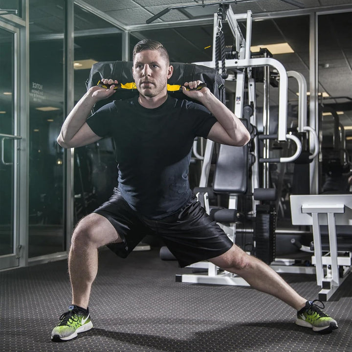 Taeku Gewichtssack für Fitness, Verstellbar Power Bag mit 6 Griffen Krafttraining Sandsäcke Workout