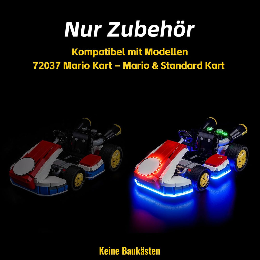 Fernbedienung Licht-Kit Kompatibel mit Lego 72037 Mario Kart – Mario & Standard Kart (Kein Modell),