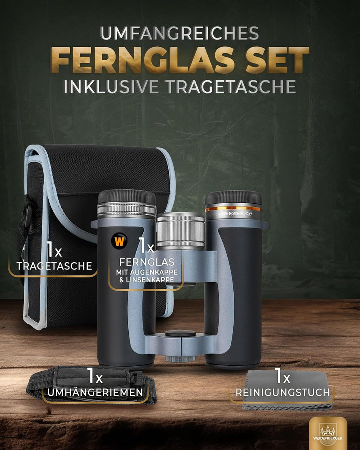 Fernglas 12x32 [TESTSIEGER], Wasserdicht nach IPX7, Nitrogengefüllt & stossfest, Fernglas für Erwach