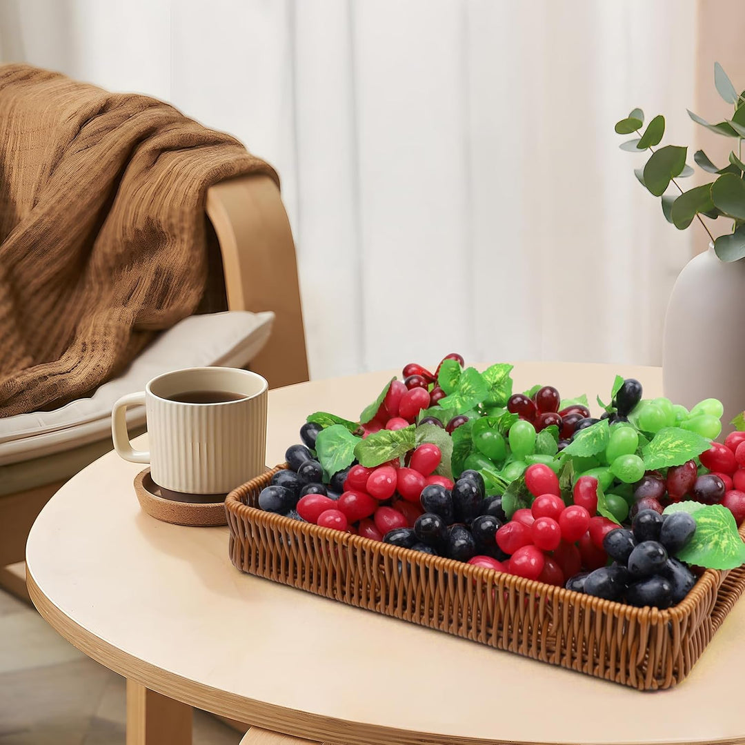 Folmywy 16 STK Künstliche Trauben Obstdeko Weintraubengirlande Schwarz Lila Rot Grün Realistische Ku
