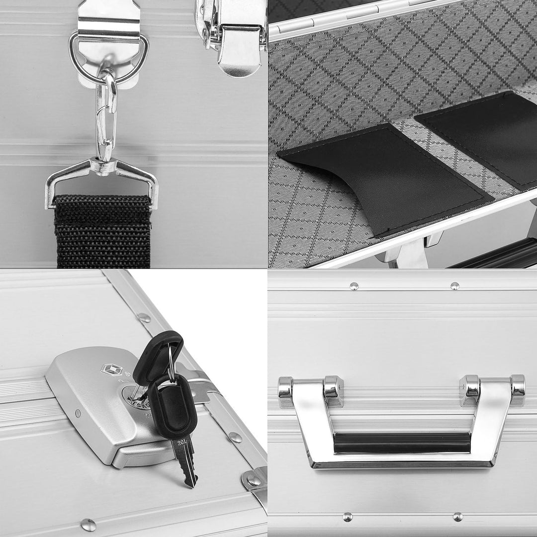 anndora Pilotenkoffer Businesskoffer TSA Schlösser Aluminium Oberfläche - Silber, Silber