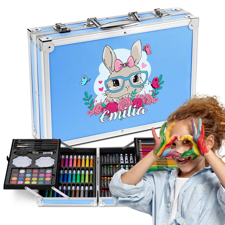 Maverton personalisiertes Kunstset für Kinder - 118-teilig Malkoffer - Buntstifte Koffer Set - Gesch