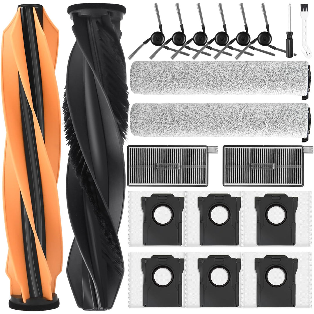 20 Stück Zubehör für Dreame Aqua10 Ultra Saugroboter, 1 Hauptbürste 6 Staubbeutel 2 Rollen-Wischtuch